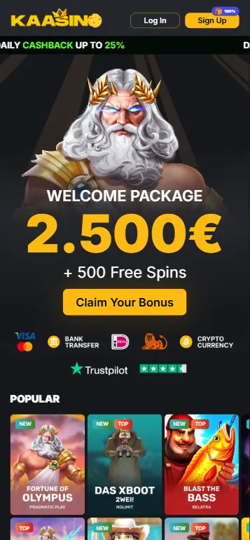 Online casino homepage featuring Deal With Death slot