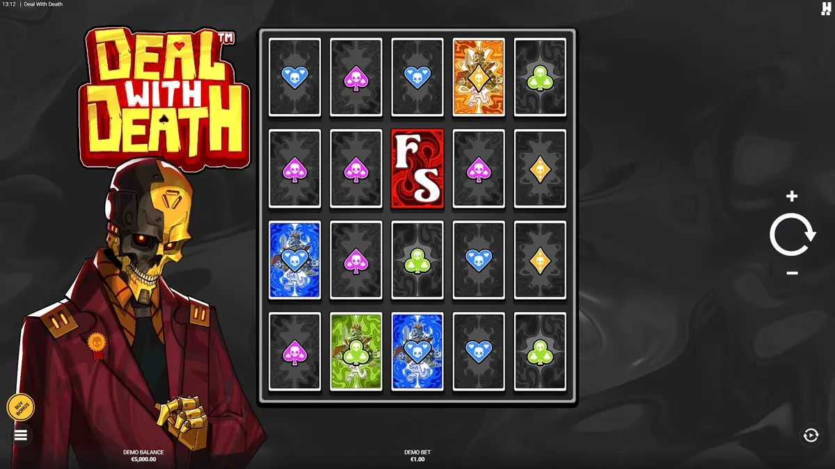 Deal With Death slot Classic Mode base game showing dark gambler theme