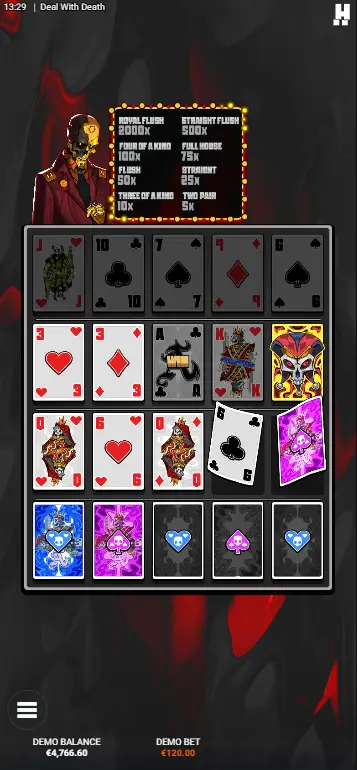 Deal With Death Hacksaw Gaming Global Multiplier affecting all poker hands
