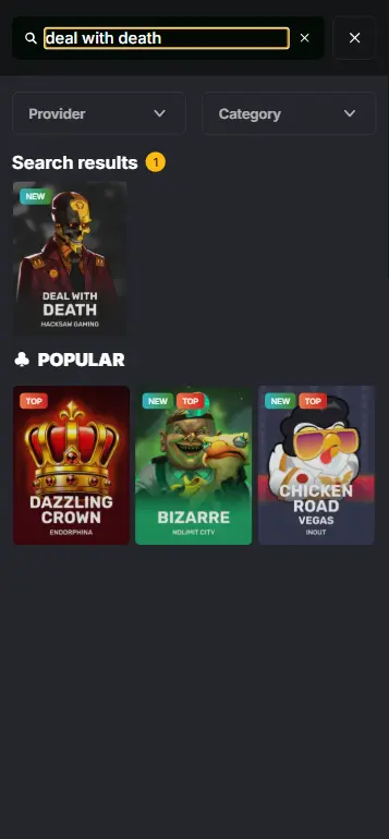 Deal With Death Hacksaw Gaming game tile in casino slots lobby