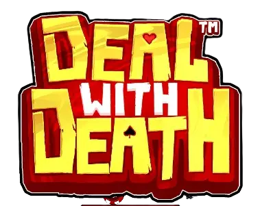 Deal With Death slot logo featuring death as card dealer with Joker imagery